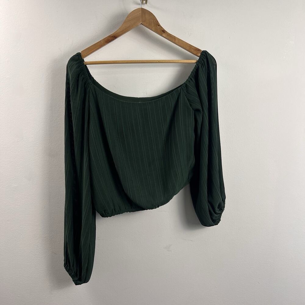 ASTR the Label Women's Zona Top Size M One Shoulder Pleated Cinched Waist Green